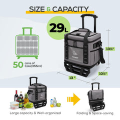TOURIT portable 50-can cooler interior capacity highlights ample room for drinks and snacks.