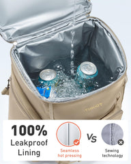 Tourit rolling cooler backpack open main compartment shows 22L capacity for meals