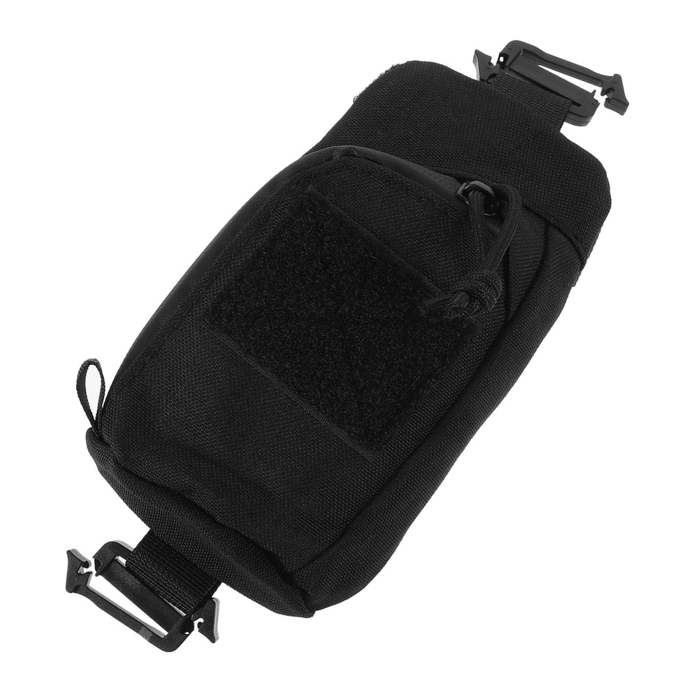 Toyvian tactical backpack strap pouch attached to a backpack strap for quick tool access.