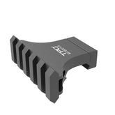 TPO 90-degree offset rail mount on rifle enables quick accessory access.