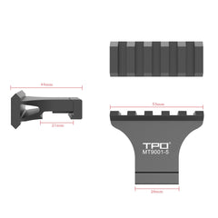 TPO durable aluminum offset mount withstands recoil in rugged conditions.