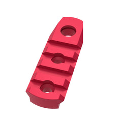 TPO 4-slot red M-LOK rail finish close-up with hard coat anodized