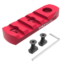 TPO 4-slot red M-LOK Picatinny rail full view for versatile accessory mounting