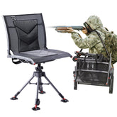 TR 360-degree swivel hunting blind chair front view showing sturdy steel frame for stability
