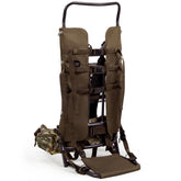 TR aluminum external frame backpack front view highlights rugged durability for hunting adventures.