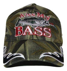 Trade Winds Kiss My Bass camo cap with adjustable strap for all-day wear