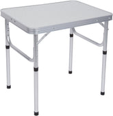 Trademark Innovations aluminum portable folding camp table with carry handle ready for quick setup outdoors.
