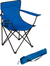 Trademark Innovations folding chair blue open side view with cupholder for comfort
