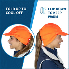 TrailHeads fleece ponytail hat in hunter orange boosts visibility during dawn workouts.