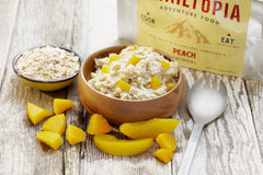 Freeze-dried peaches and oats in Trailtopia Peach Oatmeal for long shelf life