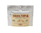 Trailtopia Peach Oatmeal packaging on display for easy outdoor breakfast