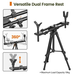 Trakiom hunting rest 360-degree rotation dual-frame enables flexible aiming.