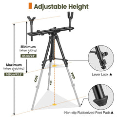Trakiom aluminum alloy base supports up to 18 kg for heavy rifles.