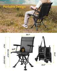 Trakiom swivel chair with adaptive terrain feet prevents sinking in mud.