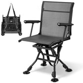 Trakiom swiveling hunting chair 360-degree rotation for silent target acquisition.