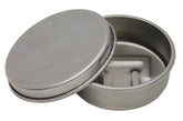 Trangia aluminum gel burner with lid for safe, efficient gel or solid fuel cooking.