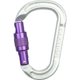 TRANGO Physic carabiner with screwlock in purple, compact for rope handling.