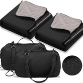 Tranqun outdoor blanket folded in black shows compact warmth for travel