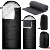 Tranqun winter sleeping bag black extended to 210 cm for cold-weather camping warmth
