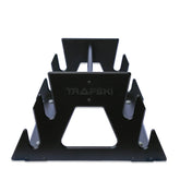 TRAPSKI Racing Series four-ski rack in organized home storage setup