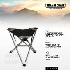 Travel Chair Big Slacker Stool at a fishing spot for quick seating.