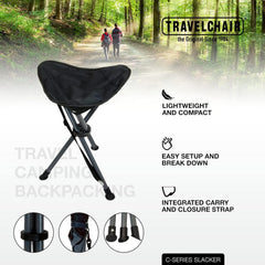 Travel Chair C-Series Slacker chair adjustable carry strap in action