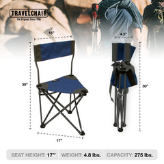 Travel Chair Ultimate Slacker backrest detail supports longer sits during camping.