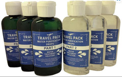Travel Pack chlorine dioxide drops Part 2 bottle in travel-ready packaging for safe drinking water on hikes.