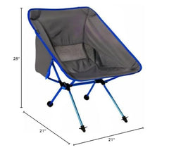 Travel Chair Joey blue in-use shows portable outdoor seating comfort
