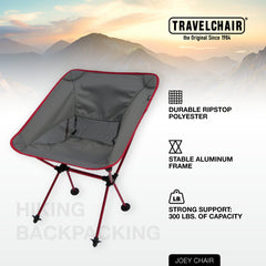 Travel Chair Joey Chair folding mechanism close-up for quick setup.