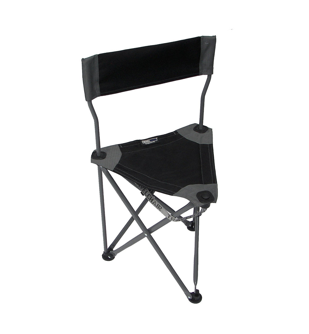 TravelChair Ultimate Slacker 2.0 tripod-seat in black, stable outdoor seating.