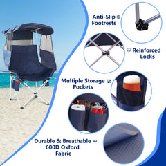 The Treasmap chair with side shades provides adjustable shade for hot midday lounging.