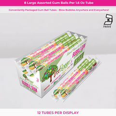 Tree Hugger Bubble Gum shows eight large gum balls for premium chew experience