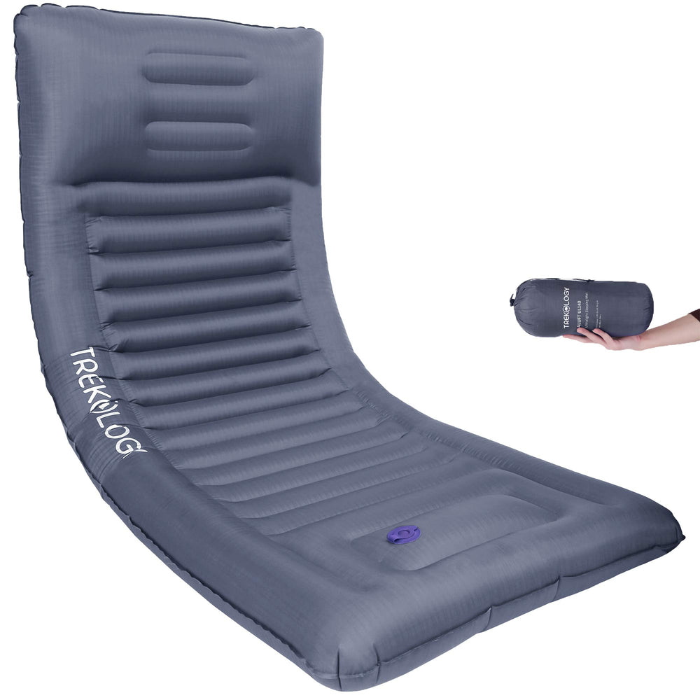 TREKOLOGY sleeping pad built-in pump inflates easily at campsite.