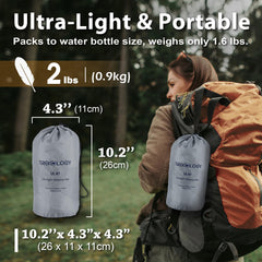 TREKOLOGY UL R7 compact pack-down fits small backpacks on hikes