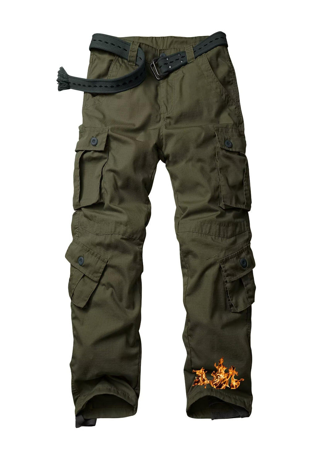 TRGPSG men's fleece-lined hiking pants camo with eight pockets for gear