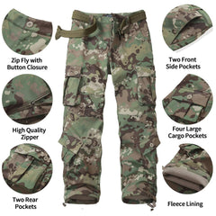 TRGPSG men's fleece-lined hiking pants camo back view emphasizes warmth-friendly design for winter wear