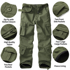 TRGPSG fleece-lined hiking pants back view with relaxed fit and rugged construction.