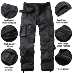 TRGPSG men's fleece-lined hiking pants front thigh pocket detail with flap