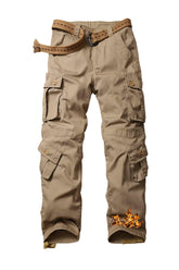 TRGPSG men's fleece-lined hiking pants front view shows warm fabric and 8-pocket utility
