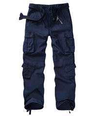 TRGPSG women's camouflage cargo pants front view showing adjustable waist and pockets for comfort.