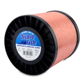Triple Fish monofilament line pink spool close-up shows high knot strength for bottom fishing