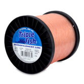 Triple Fish monofilament pink line spool closeup highlighting heavy-duty 100 lb line