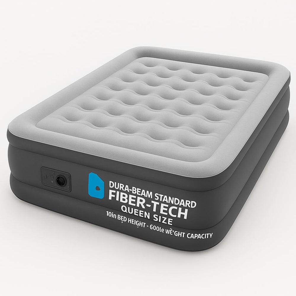 Triplenet Pricing Dura-Beam pillow rest queen air mattress with built-in pump offers quick setup and comfort