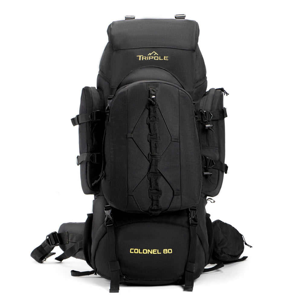 Tripole Colonel 80L internal frame back view shows ergonomic support for hikes.