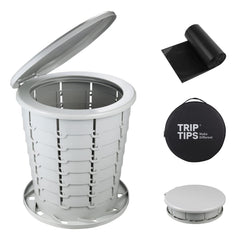 TRIPTIPS Upgrade Retractable Toilet setup shows quick outdoors use for camping.