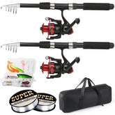 Tripquips 6.9ft 2-piece telescopic fishing rod set in red with travel case