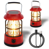 TRIROCKS 2-pack LED solar lanterns with dimmable brightness for outdoor lighting.