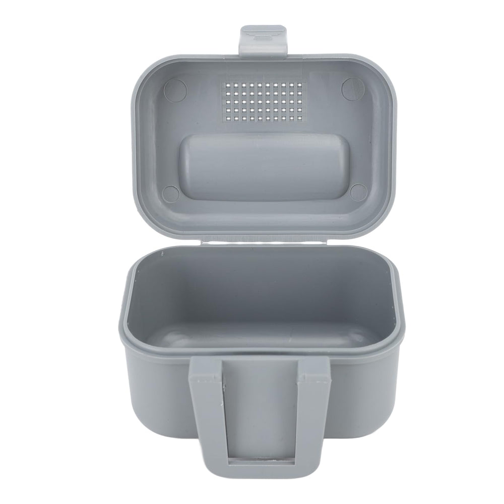 Trisar Live Bait Box open lid shows compact interior for quick worm access outdoors.