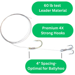 TrollTrue Ballyhoo rig trailer hook highlighted for precise lure action.